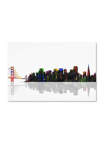 San Francisco California Skyline Canvas Wall Art Multicolour 16 x 24inch