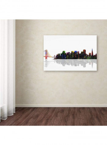San Francisco California Skyline Canvas Wall Art Multicolour 16 x 24inch