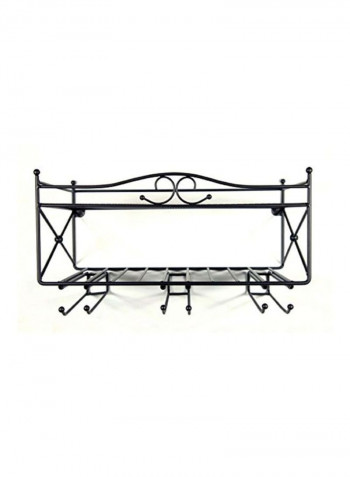 Wall Mounted Beverage Rack With Stemware Holder Black 17x10x9inch