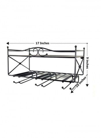 Wall Mounted Beverage Rack With Stemware Holder Black 17x10x9inch