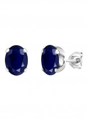 925 Sterling Silver Sapphire Gemstone Stud Earrings