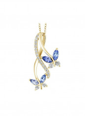 925 Sterling Silver Tanzanite And Cubic Zirconia Studded Pendant Necklace
