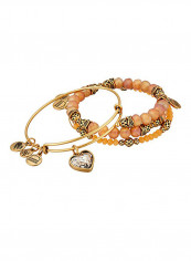 Set Of 3 Patina Heart Charm Bracelets