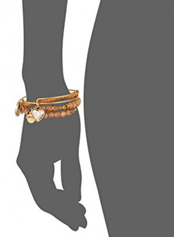 Set Of 3 Patina Heart Charm Bracelets
