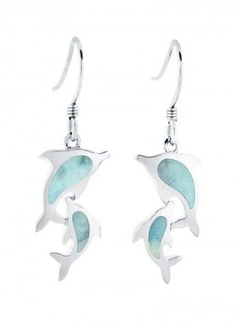 925 Sterling Silver Double Dolphin Dangle Earrings