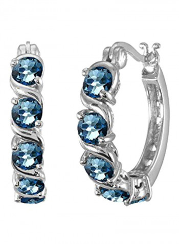 Sterling Silver Topaz Round Hoop Earrings
