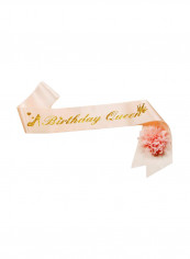 Birthday Queen Printed Sash With Flower 3.15 x 31.5inch