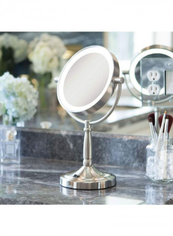 Dual-Sided Magnifying Vanity Mirror Silver/Clear 22.9 x 35.6 x 14.7centimeter