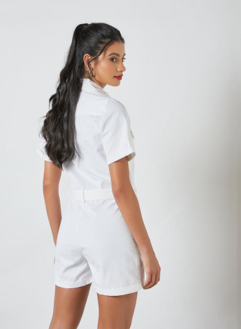 Belted Utility Boilersuit White