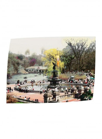 Bethesda Fountain Canvas Wall Painting White/Black/Brown 36x48inch