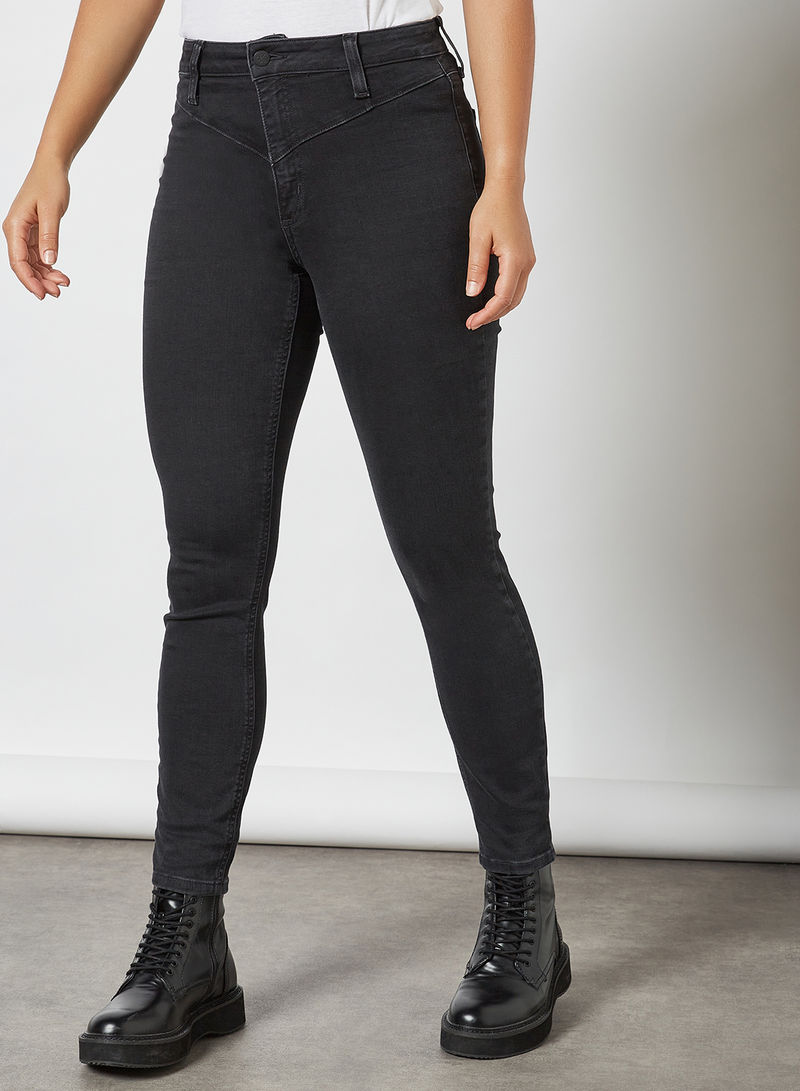 High-Waist Skinny Jeans Denim Black
