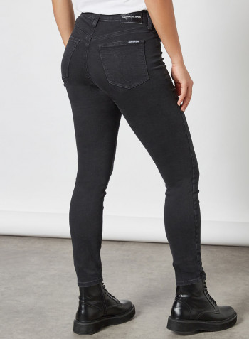 High-Waist Skinny Jeans Denim Black