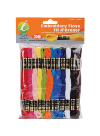 Pack Of 36 Embroidery Floss White/Blue/Red 8.7yard