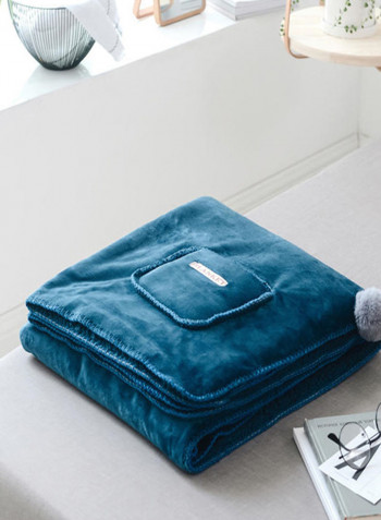 Solid Color Warm Blanket Blue