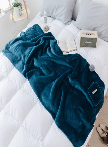 Solid Color Warm Blanket Blue