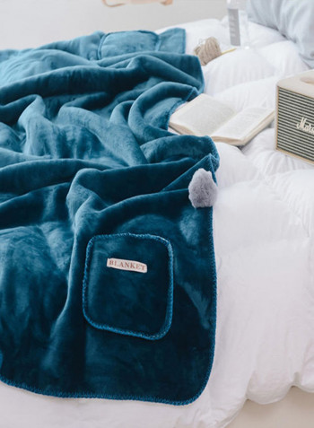 Solid Color Warm Blanket Blue