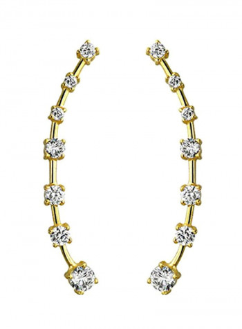 14 Karat Gold Plate Sterling Silver Cubic Zirconia Studded Earrings