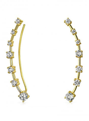 14 Karat Gold Plate Sterling Silver Cubic Zirconia Studded Earrings