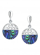 925 Sterling Silver Bali Style Boho Abalone Drop Earrings