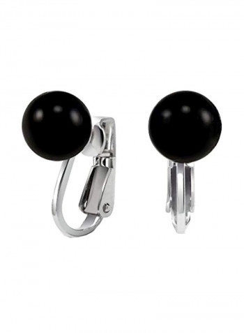 925 Sterling Silver Onyx Studded Clip On Earrings