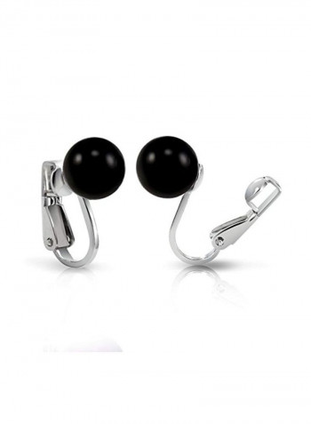 925 Sterling Silver Onyx Studded Clip On Earrings