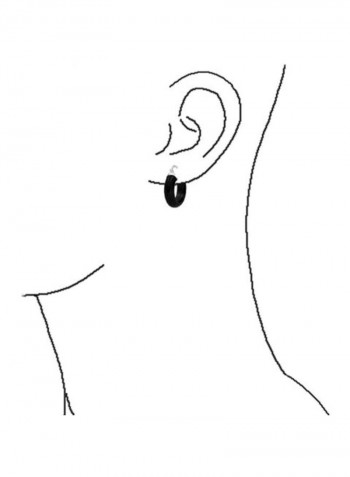 925 Sterling Silver Round Onyx Hoop Earrings
