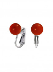 925 Sterling Silver Simulated Coral Studded Clip-on Earrings