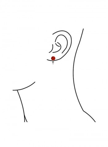 925 Sterling Silver Simulated Coral Studded Clip-on Earrings