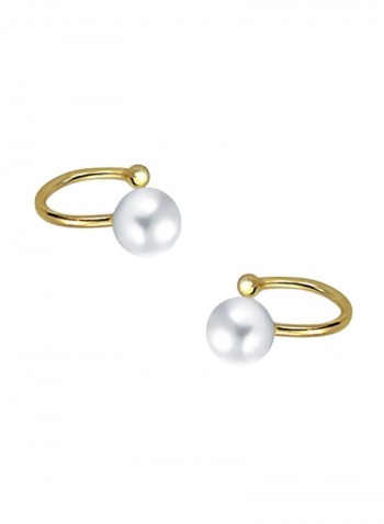 14 Karat Gold Plated Sterling Silver Pearl Studded Earrings