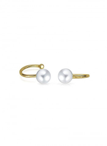 14 Karat Gold Plated Sterling Silver Pearl Studded Earrings