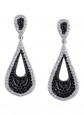 Silver Plated Brass Cubic Zirconia Studded Dangle Earrings
