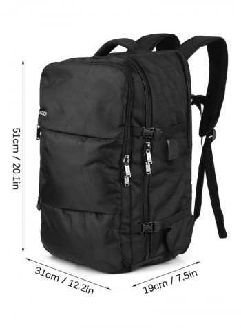Water Resistant Nylon Travel Laptop Backpack Black