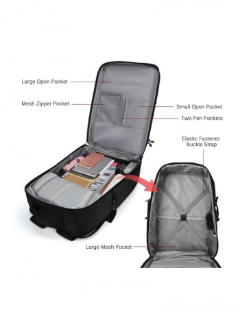 Water Resistant Nylon Travel Laptop Backpack Black