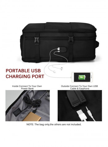 Water Resistant Nylon Travel Laptop Backpack Black
