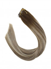 20-Piece Tape-In Highlighted Straight Hair Extension Brown/Blonde 22inch