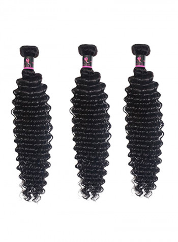 3-Piece Deep Curly Hair Wig Set Black 16inch