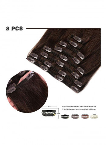 8-Piece Straight Hair Extension Set 2 Dark Brown 18inch
