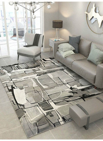 Modern Abstract Pattern Living Room Mat Grey 80(W)x120(L)centimeter