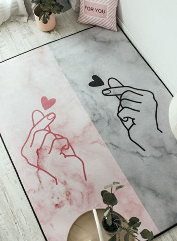 Rectangle Heart Pattern Yoga Mat Multicolour One Size