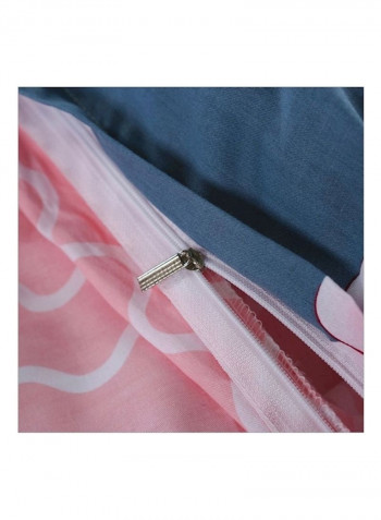4-Piece Flamingo Patterned Quilt Set Cotton Blue/Pink King