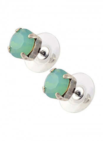 Silver Plated Petite Round Crystal Post Earrings