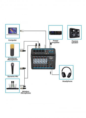 6-Channel USB Bluetooth Digital Audio Mixer