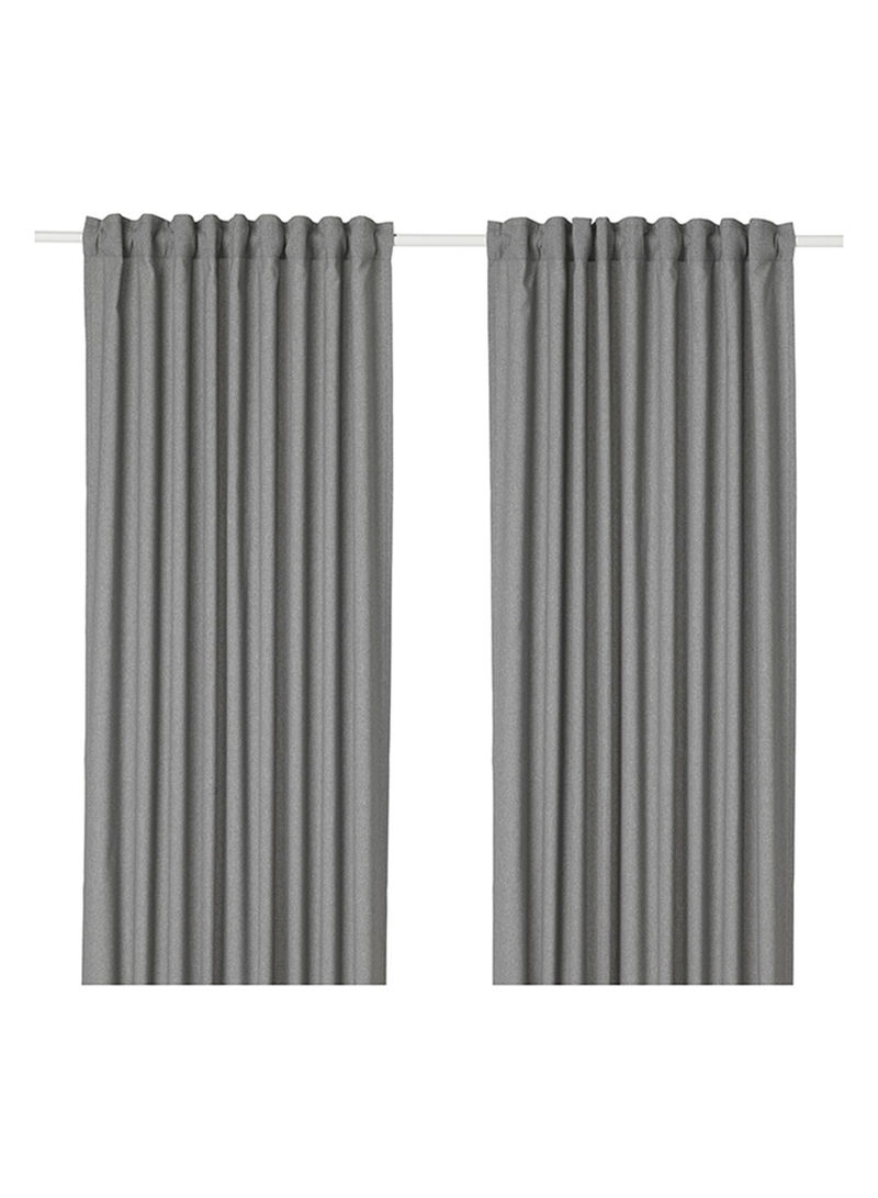 2-Piece Window Curtain Set Grey 145x300centimeter