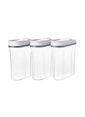 3-Piece Airtight Cereal Container Set Clear/White/Black