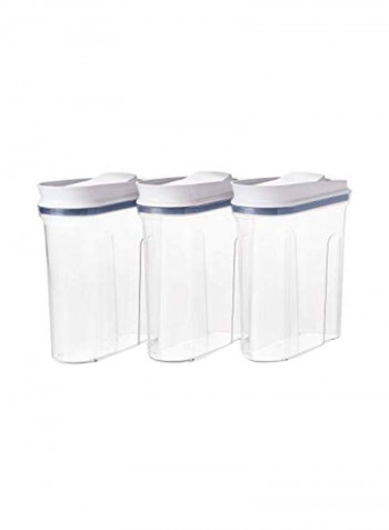 3-Piece Airtight Cereal Container Set Clear/White/Black