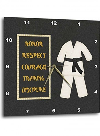 Karate Uniform Black Belt Wall Clock Multicolour 15x15inch