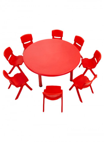 9-Piece Folding Table And Chair Set Red