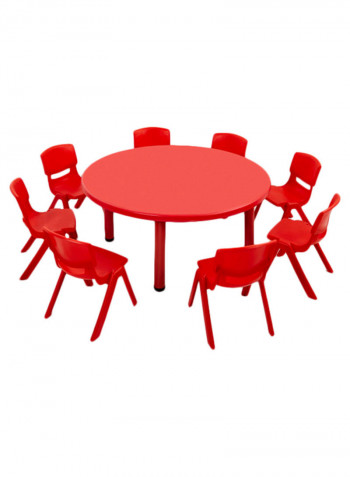 9-Piece Folding Table And Chair Set Red