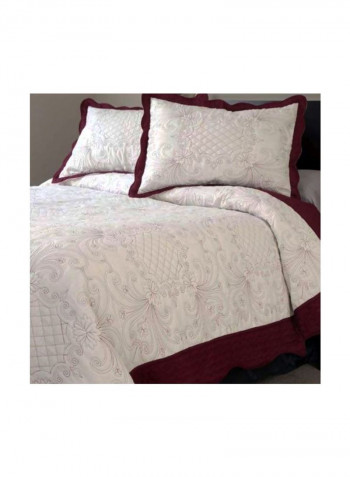 3-Piece Printed Quilt Set Polyester Red/White King