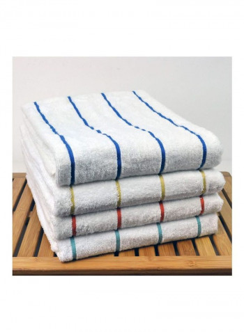 4-Piece Bath Towel Set White/Blue/Yellow 35x65inch